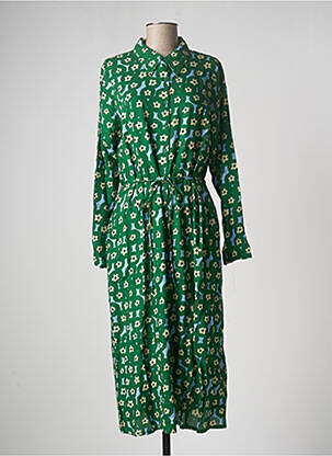 Robe mi-longue imprimé fleurs manches longues vert COMPAÑIA FANTASTICA femme