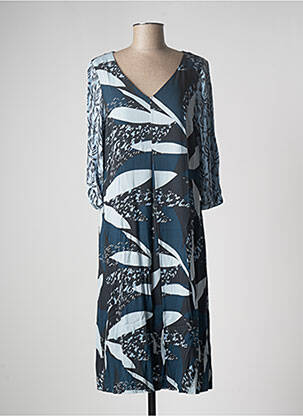 Robe mi-longue imprimé fantaisie manches longues bleu WHITE STUFF femme