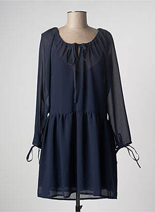 Robe courte coupe évasée manches longues bleu GAOS femme