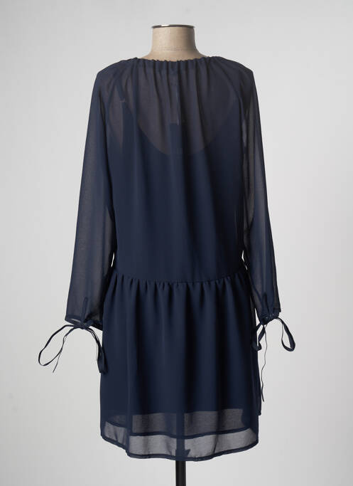 Robe courte coupe évasée manches longues bleu GAOS femme