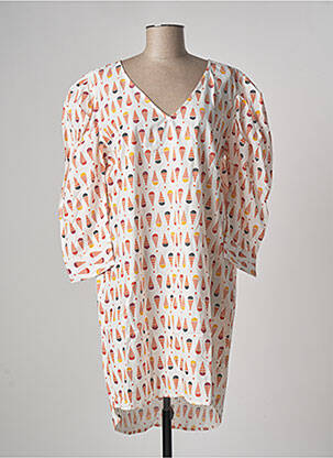 Robe courte manches 3/4 manches 3/4 beige COMPAÑIA FANTASTICA femme