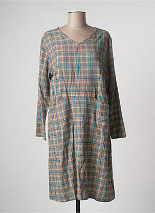 Robe mi-longue coupe évasée manches longues bleu SKANDAL femme