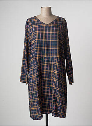 Robe mi-longue manches longues manches longues bleu SKANDL femme