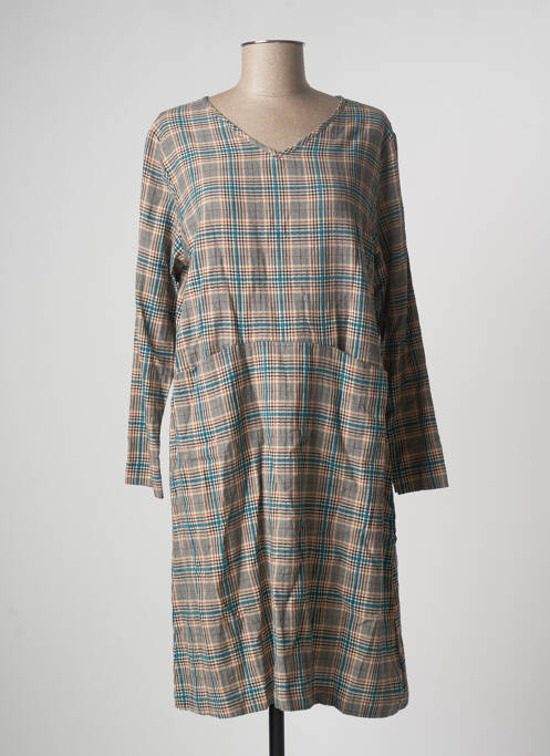 Robe mi-longue manches longues manches longues bleu SKANDAL femme