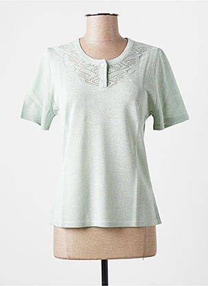 Pull coupe cintrée manches courtes vert CL femme