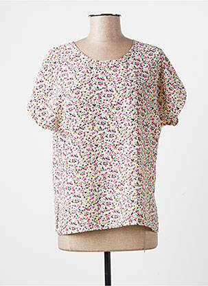 Top coupe fluide manches courtes rose MARIE DE MARCILLE femme