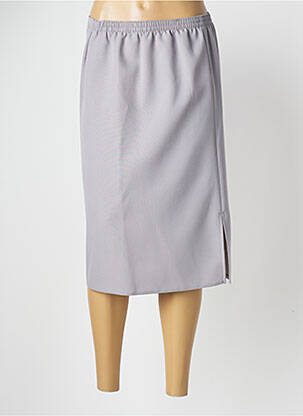 Jupe mi-longue coupe droite gris PLURIELLES femme