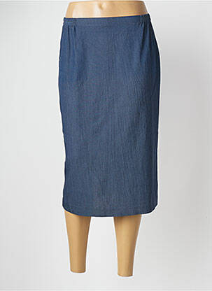 Jupe mi-longue coupe droite bleu GUY DUBOUIS femme