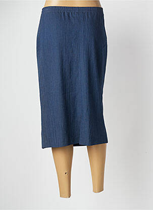 Jupe mi-longue coupe droite bleu GUY DUBOUIS femme