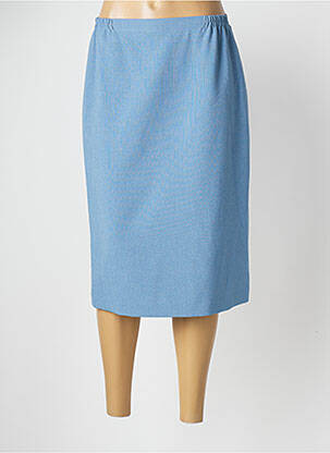 Jupe mi-longue coupe droite bleu GUY DUBOUIS femme