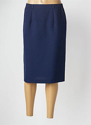 Jupe mi-longue coupe droite bleu VALMODE femme