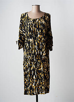 Robe mi-longue tissage crêpe manches courtes noir WMN femme