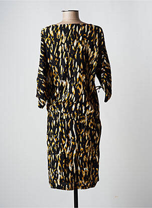 Robe mi-longue coupe fluide manches courtes noir WMN femme