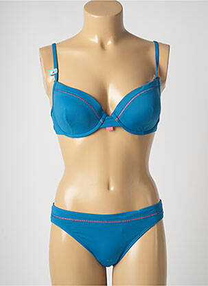 Maillot de bain 2 pièces stretch haut soutien-gorge balconnet bleu CHERRY BEACH femme