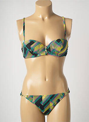 Maillot de bain 2 pièces stretch haut soutien-gorge balconnet vert CHERRY BEACH femme