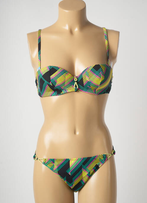 Maillot de bain 2 pièces stretch haut soutien-gorge balconnet vert CHERRY BEACH femme