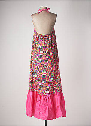 Robe longue imprimé fleurs fines bretelles rose PAME CARRIONI femme