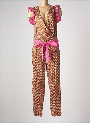 Combi-pantalon col cache-coeur manches courtes orange PAME CARRIONI femme