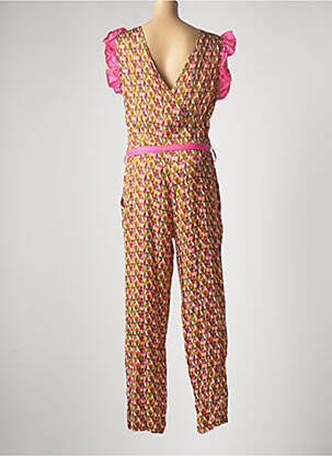 Combi-pantalon col cache-coeur manches courtes orange PAME CARRIONI femme