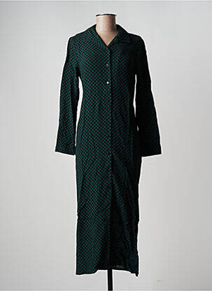 Robe mi-longue tissage crêpe manches longues vert NICE THINGS femme