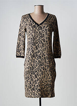 Robe mi-longue manches 3/4 manches 3/4 beige LA FEE MARABOUTEE femme
