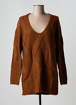Pull tunique manches longues manches longues marron SCHOOL RAG femme