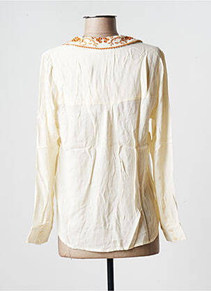 Blouse poignets boutonnés avec fente manches longues beige INDI & COLD femme