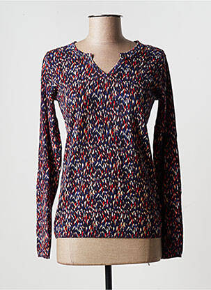 Pull col v manches longues bleu ONE STEP femme