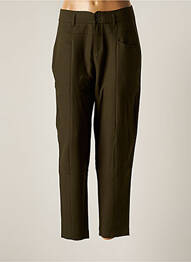 Pantalon slim tissage popeline taille normale vert ONE STEP femme