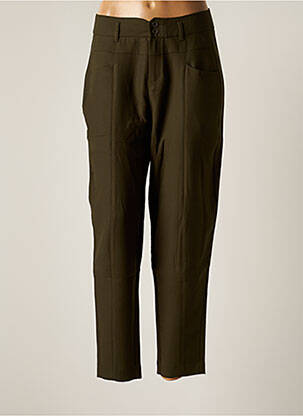 Pantalon slim tissage popeline taille normale vert ONE STEP femme