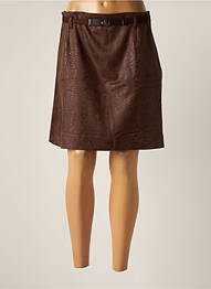 Jupe courte fermeture zip latéral marron LO! LES FILLES femme