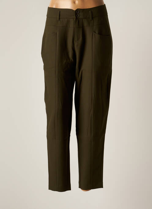 Pantalon slim tissage popeline taille normale vert ONE STEP femme