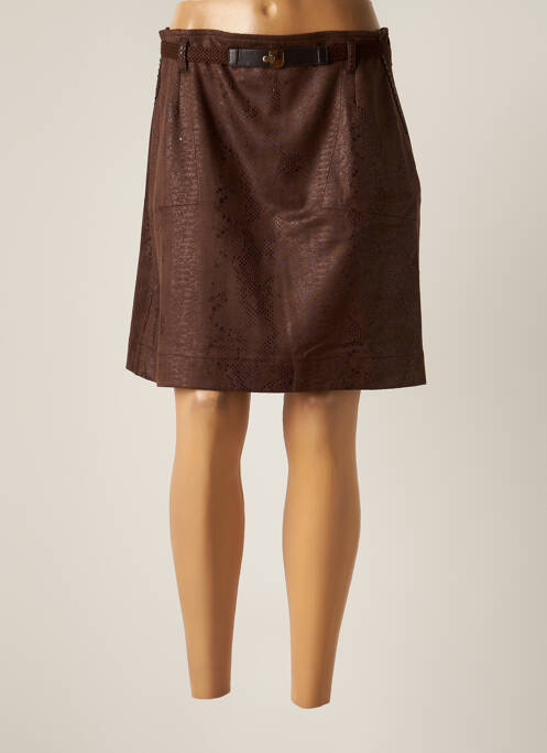 Jupe courte fermeture zip latéral marron LO! LES FILLES femme