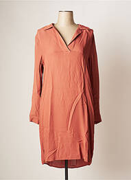 Robe mi-longue coupe fluide manches longues orange YAYA femme