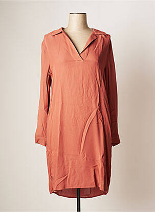 Robe mi-longue coupe fluide manches longues orange YAYA femme