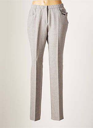 Pantalon droit tissage crêpe taille haute gris GEVANA femme