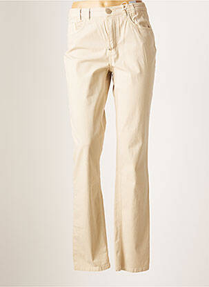 Pantalon slim taille élastique taille haute beige TBS femme