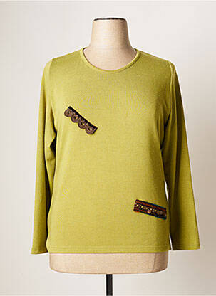 Pull coupe cintrée manches longues vert JEAN GABRIEL femme