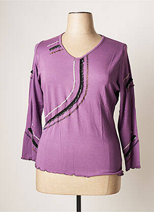 Top tissage jersey manches longues violet JEAN GABRIEL femme