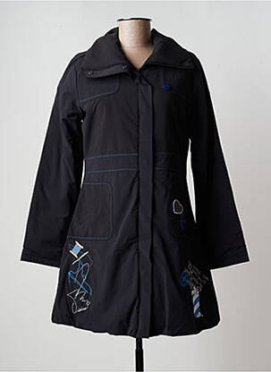 Manteau long coupe cintrée sans capuche noir SIDECAR femme