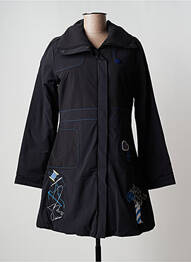Manteau long coupe cintrée sans capuche noir SIDECAR femme