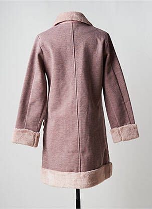 Manteau long fermeture pressionnée sans capuche rose AKINO LAUDE femme