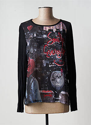 Polo manches longues manches longues noir MISSING JOHNNY femme