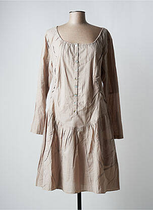 Robe mi-longue manches longues manches longues gris AKELA KEY femme