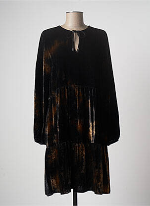 Robe mi-longue manches longues manches longues noir LAUREN VIDAL femme