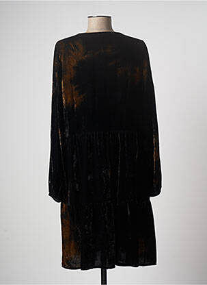 Robe mi-longue manches longues manches longues noir LAUREN VIDAL femme