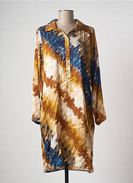 Robe mi-longue coupe fluide manches longues beige LAUREN VIDAL femme