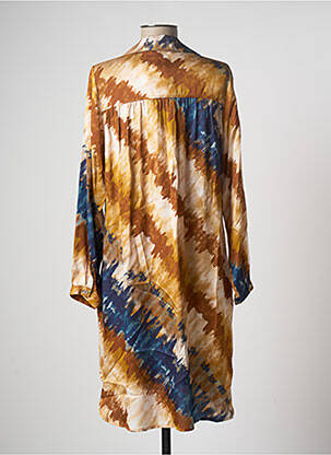 Robe mi-longue coupe fluide manches longues beige LAUREN VIDAL femme
