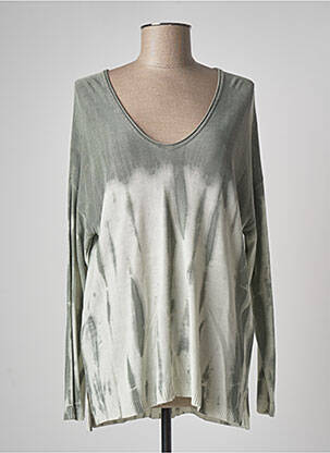 Pull tunique manches longues manches longues vert LAUREN VIDAL femme