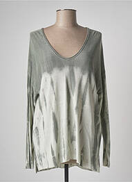 Pull tunique manches longues manches longues vert LAUREN VIDAL femme